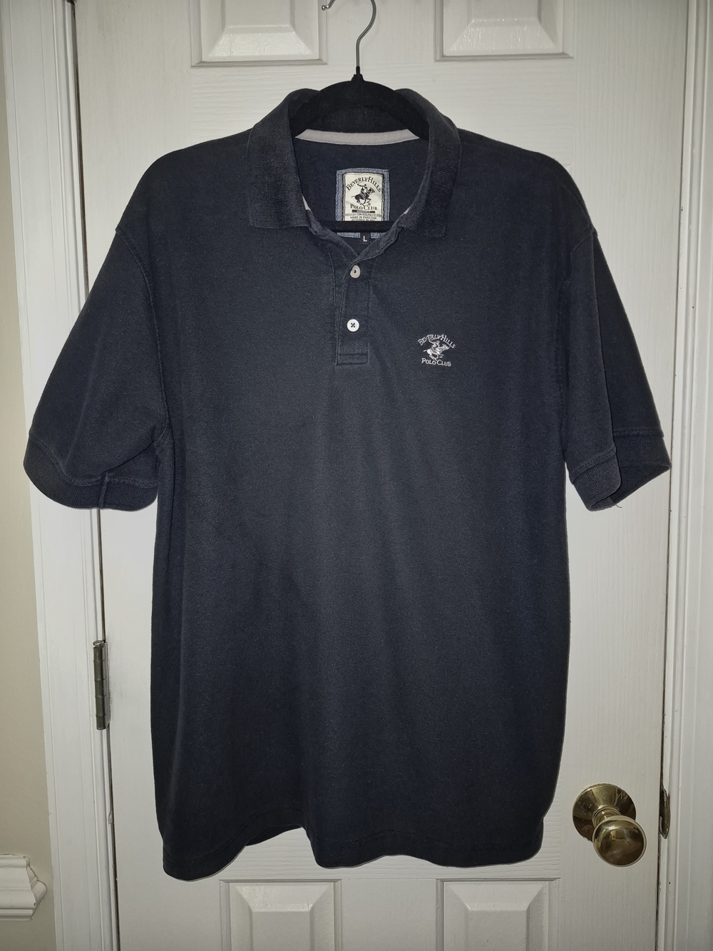 Beverly Hills Polo Club Men's Large Black Short Sleeve Polo Shirt Modern Fit